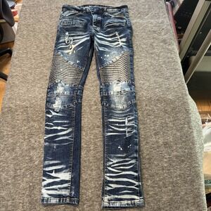 Grindhouse Denim Jeans Mens 30x32 Distressed Acid Wash (Measures 30x30.5)Stretch